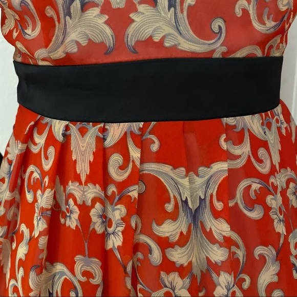 Nasty Gal Baroque Red Long Maxy Chiffon Dress - Picture 9 of 13